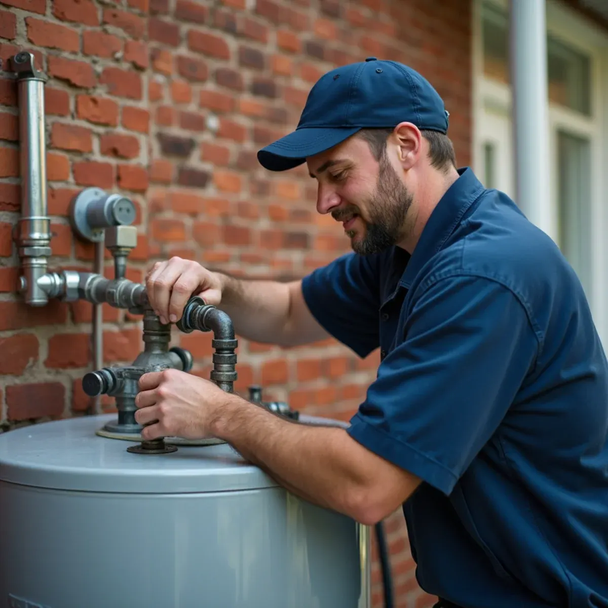 Inspecting sacrificial anode rod and flushing sediment from rental property water heater