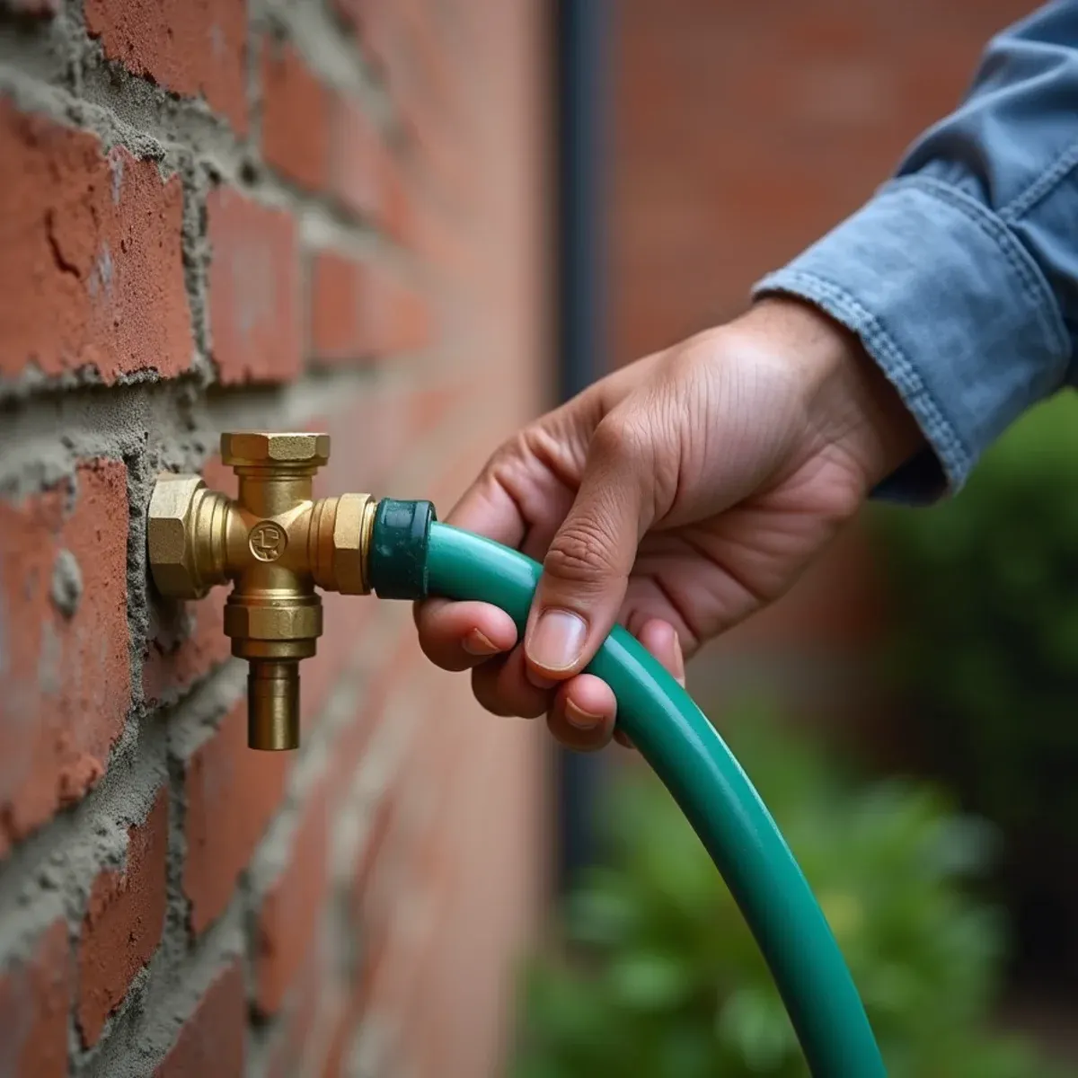 Disconnecting garden hose and brass Y-splitter from outdoor spigot before freeze