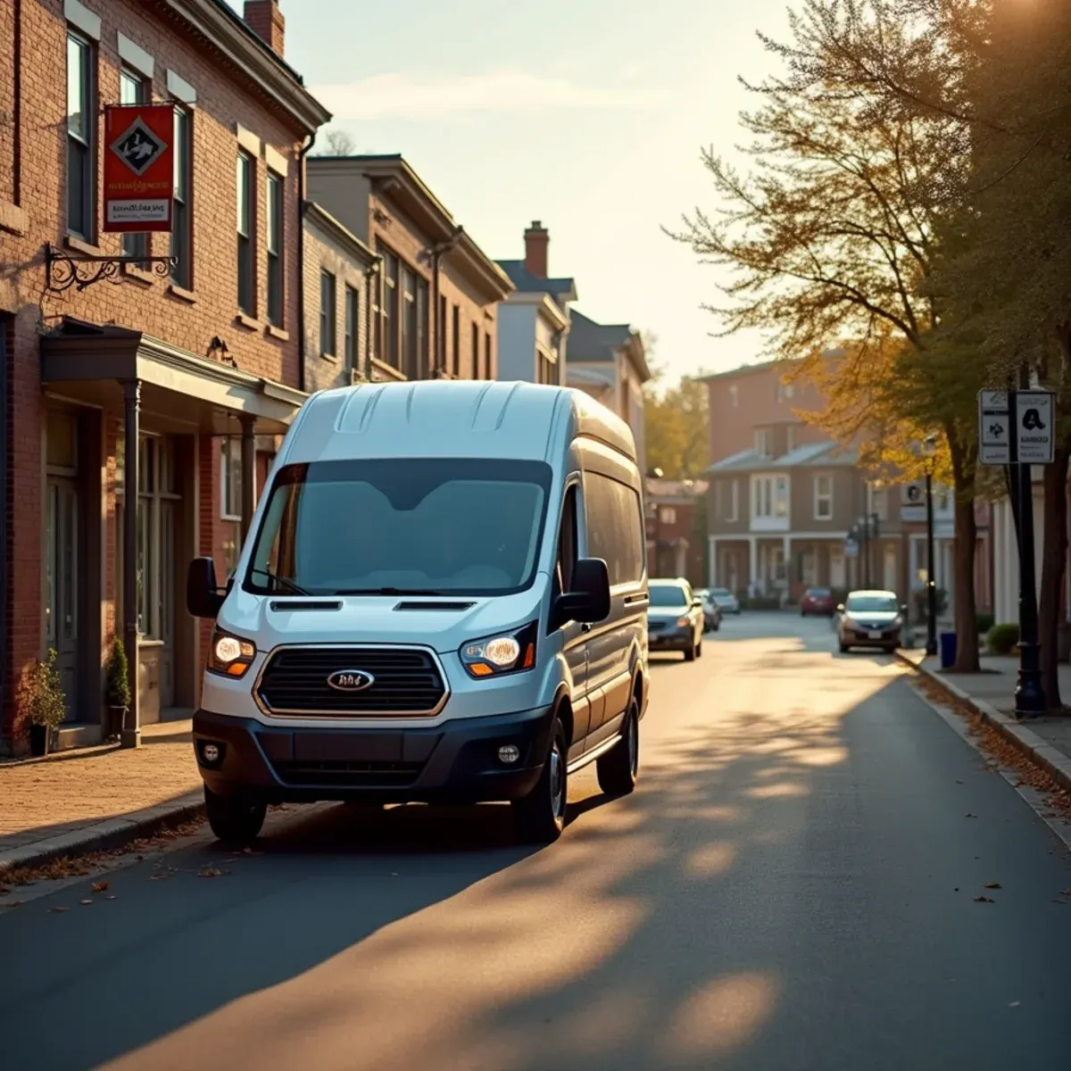 Madrid Plumbers service vehicle on historic State Street in Kennett Square PA